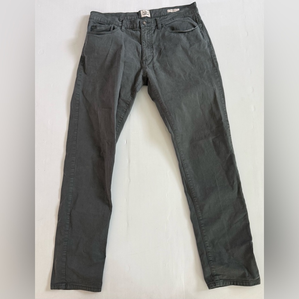 Flint and Tinder Pants Mens 34x32 Green Slim Fit Chino Stretch Casual